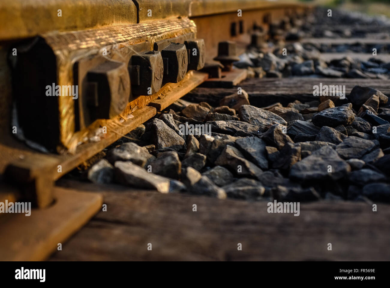 Wheels, tracks, levers, springs and all other train things Stock Photo