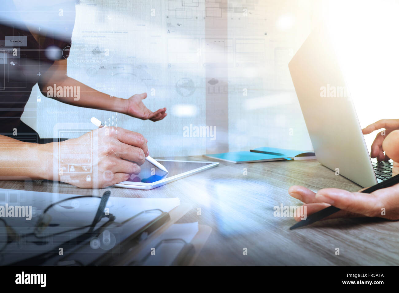 Businessman making presentation with his colleagues and business ...