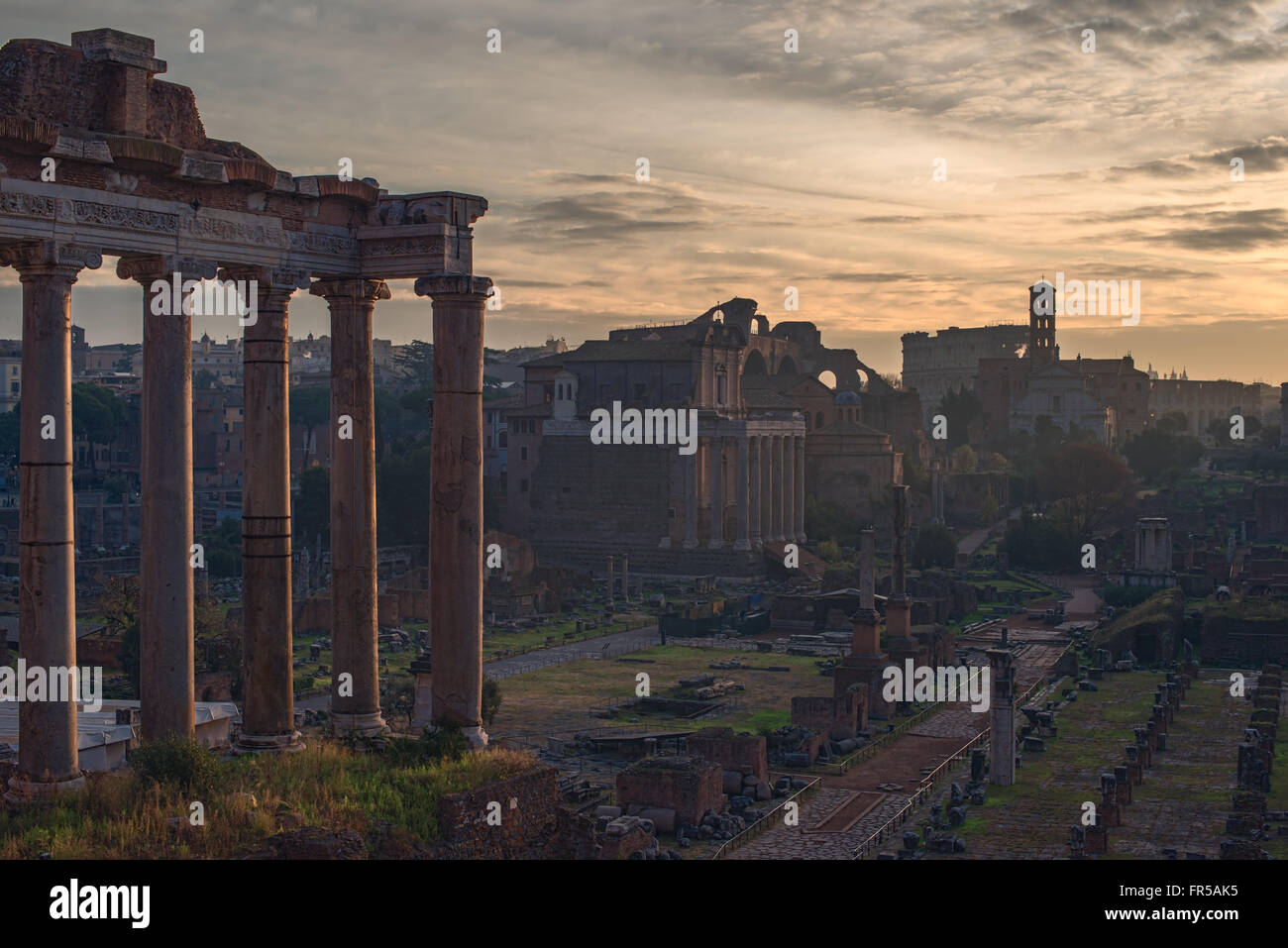Rome, Italy: Temple of Saturn in Roman Forum Stock Photo