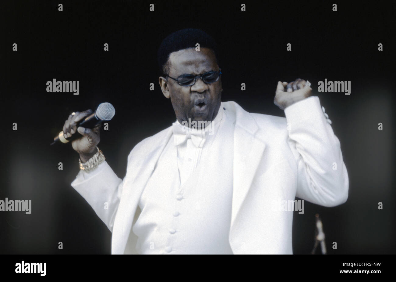The Reverend Al Green or  "Al" Greene performing on the Pyramid stage at the Glastonbury Festival 1999, Somerset, England,UK Stock Photo