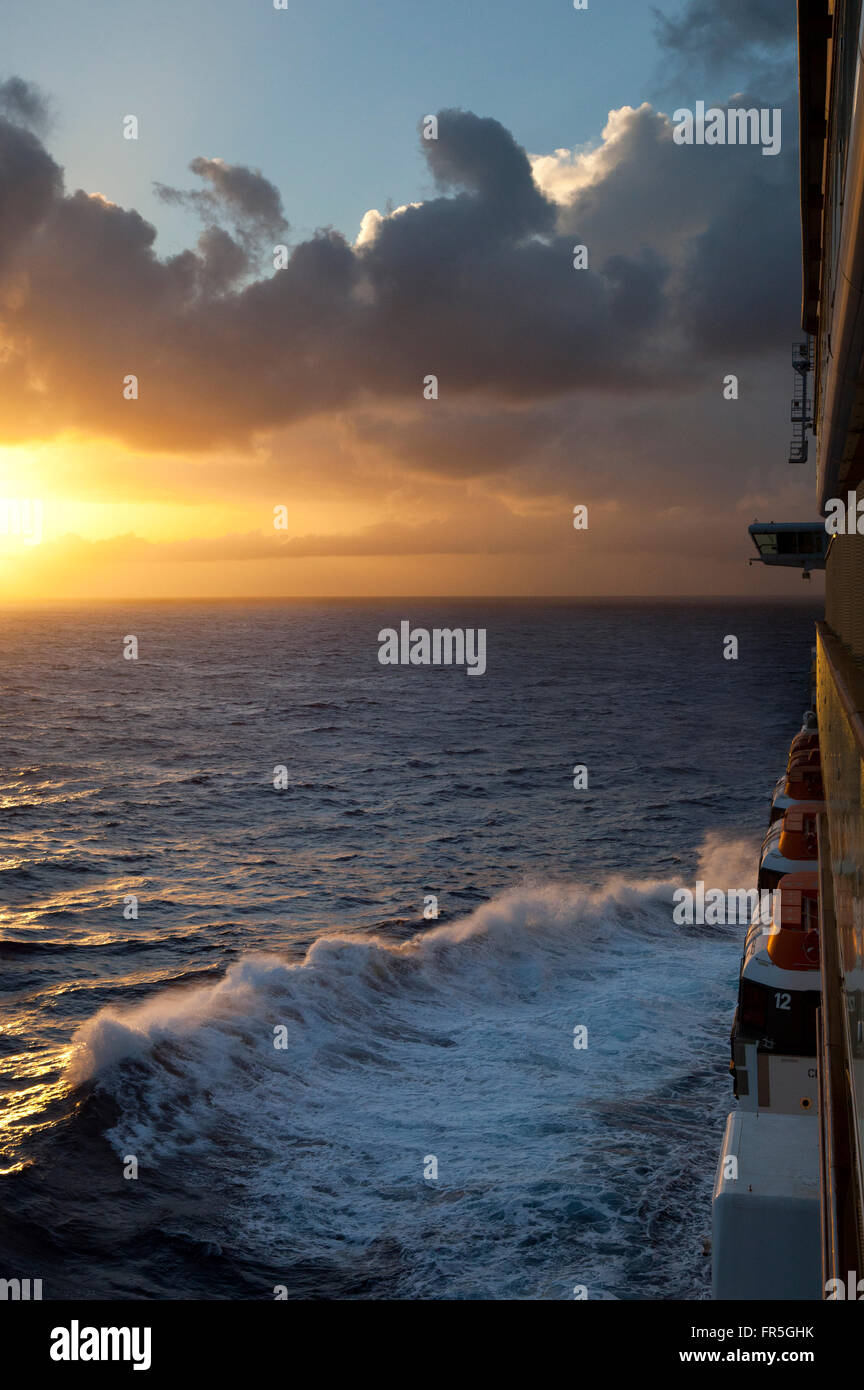 Sunrise over the sea in the Caribbean from a cruise ship Stock Photo ...