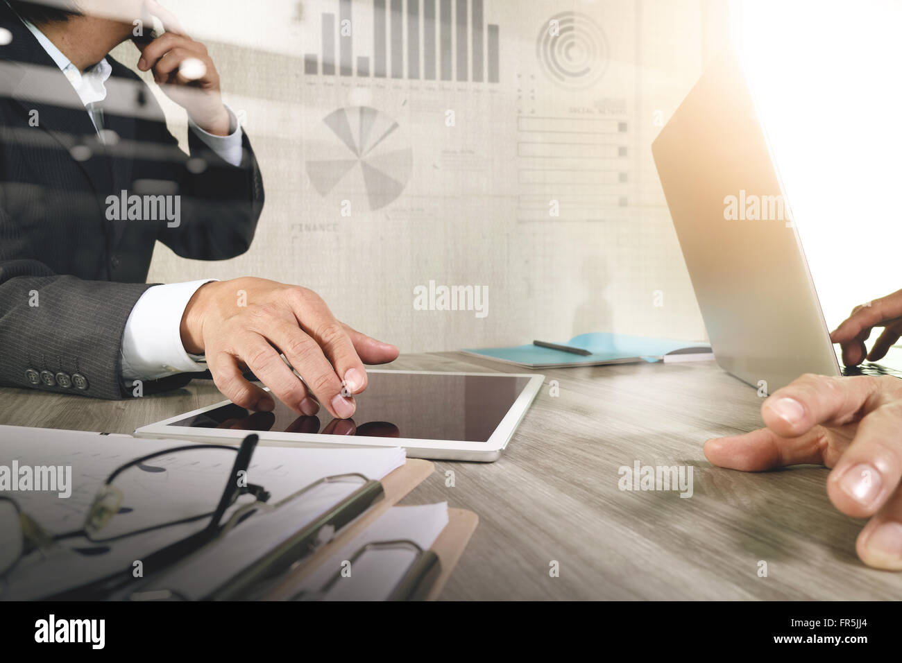 Businessman making presentation with his colleagues and business ...