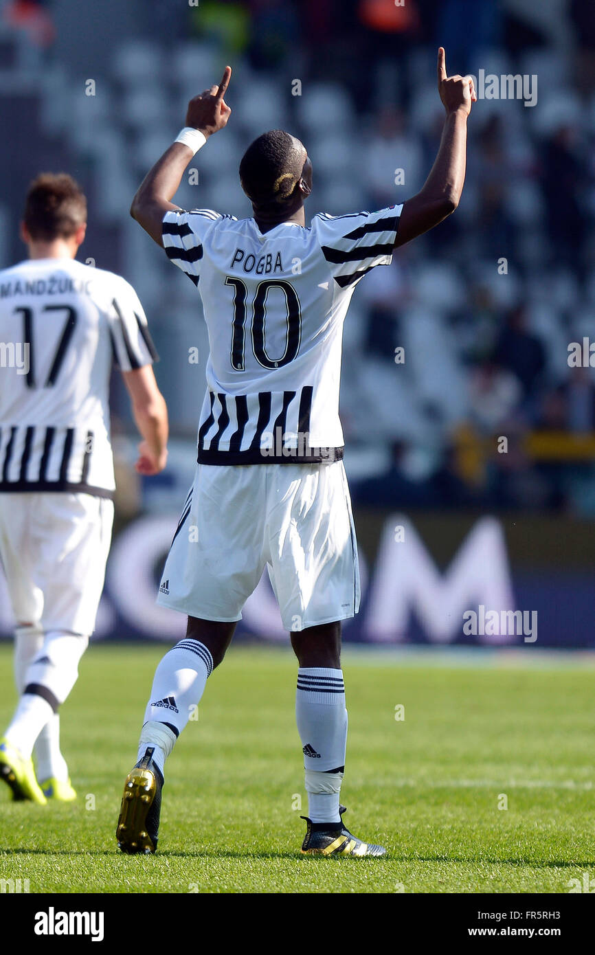 Paul Pogba of Juventus celebrates scoring Torino 20 03 2016 Stadio Olimpico Football Calcio Serie A 2015 2016 Torino Juventus. Foto Filippo Alfero Insidefoto Stock Photo Alamy