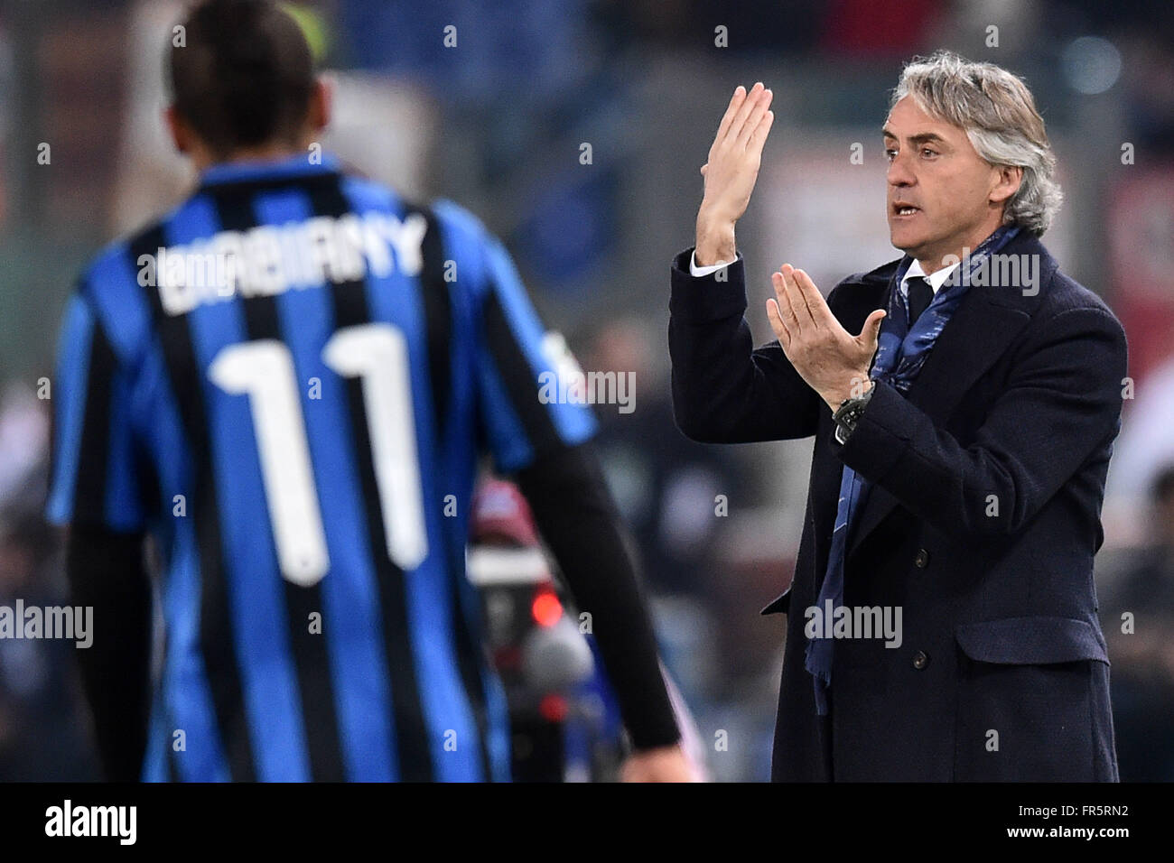 Roberto Mancini Inter coach  Roma 19-03-2016  Stadio Olimpico Campionato Serie A, AS Roma -Inter Foto Antonietta Baldassarre / Insidefoto Stock Photo