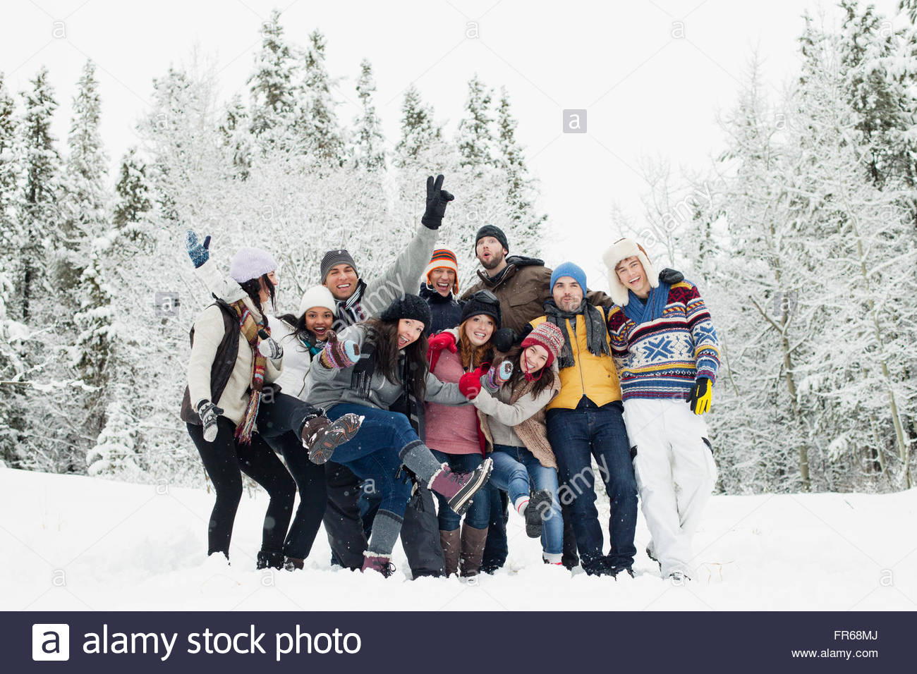 group photo of adults in the countryside Stock Photo