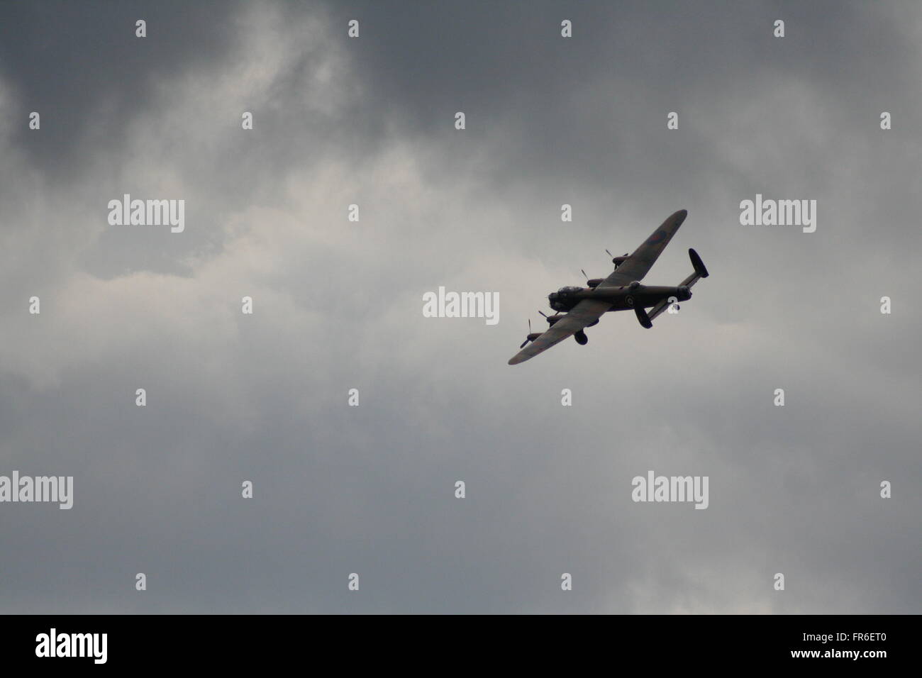 BBMF Lancaster circling prior to landing at Kemble Airfield Stock Photo