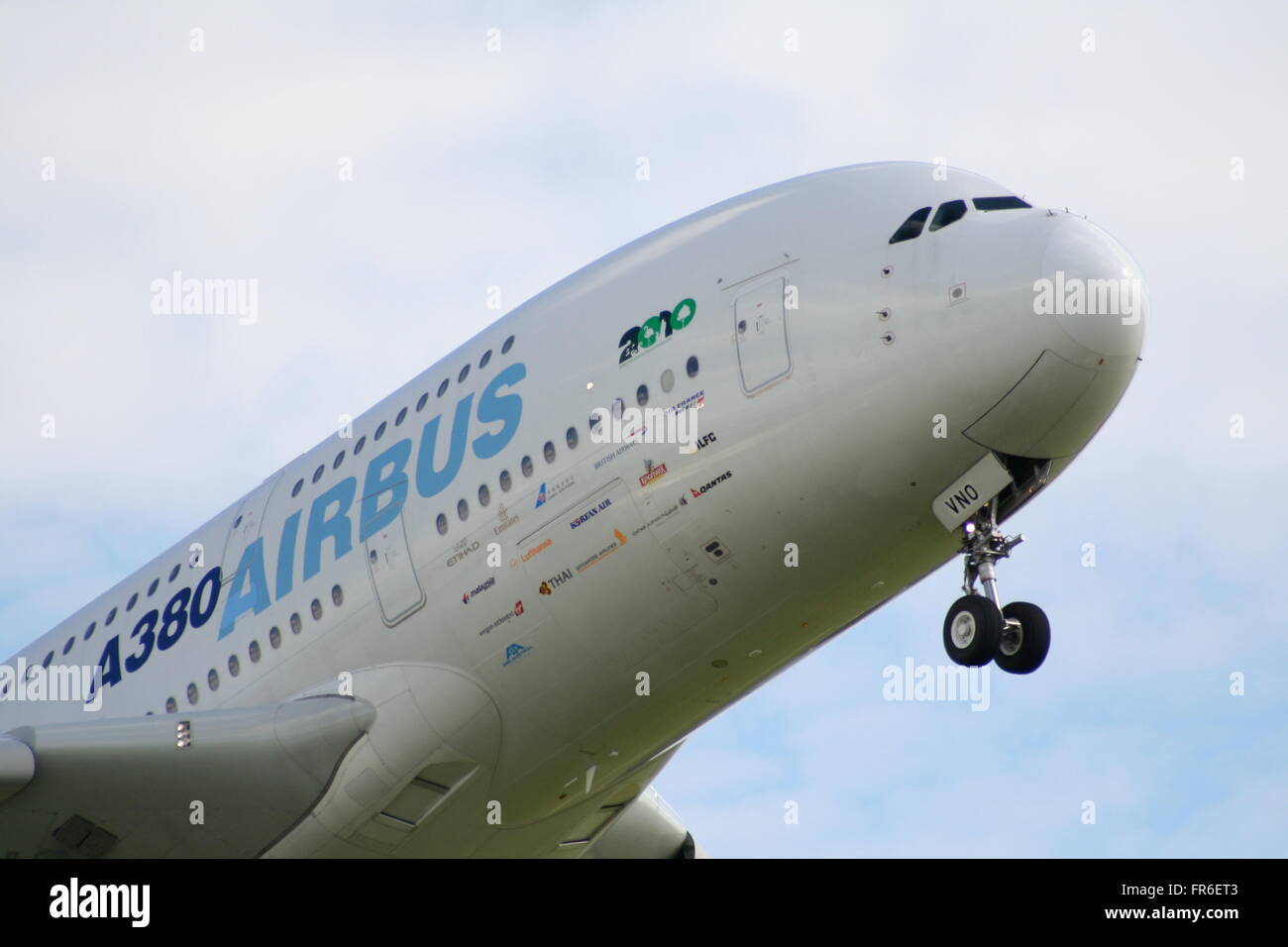Airbus A380 flypast at Kemble Airshow Stock Photo