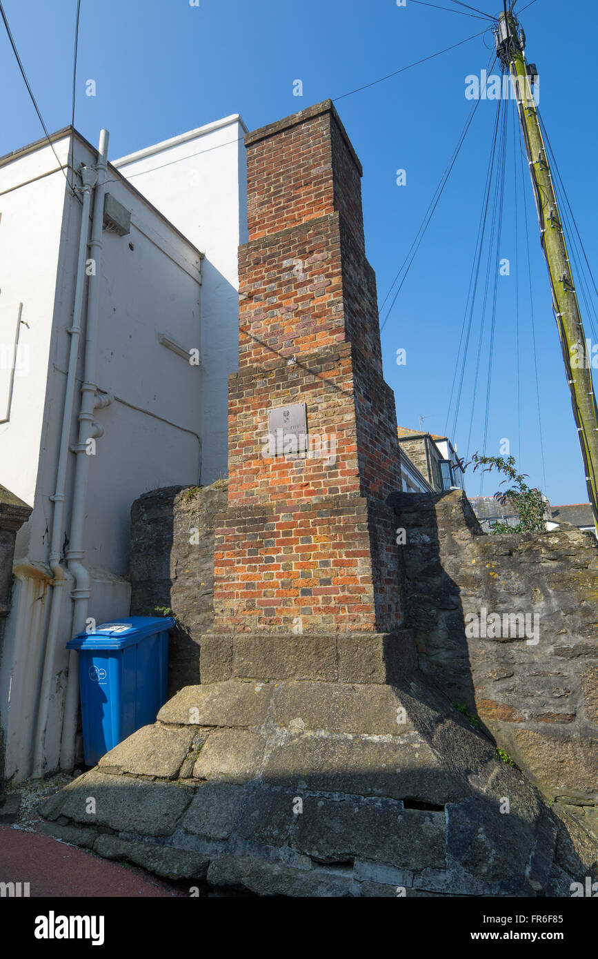 The King's Pipe, formerly used for the destruction of contraband tobacco, Town Quay, Falmouth England. Stock Photo