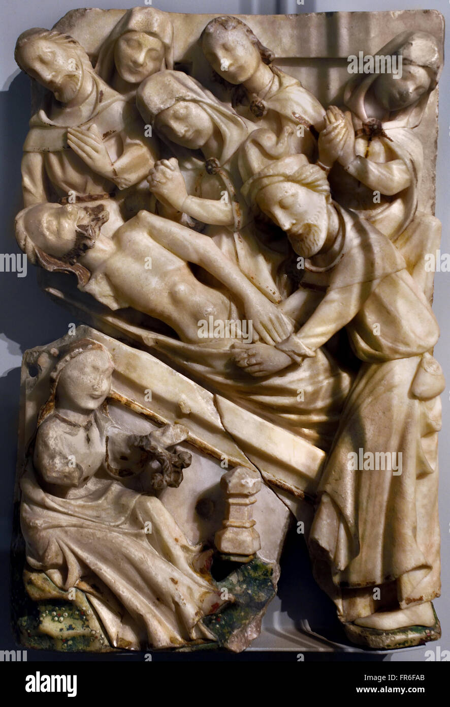 The Passion of the Christ ( The Entombment ) XV 15th Century English Nottingham England (polychrome alabaster bas relief ) Museum Picardie Amiens France Stock Photo