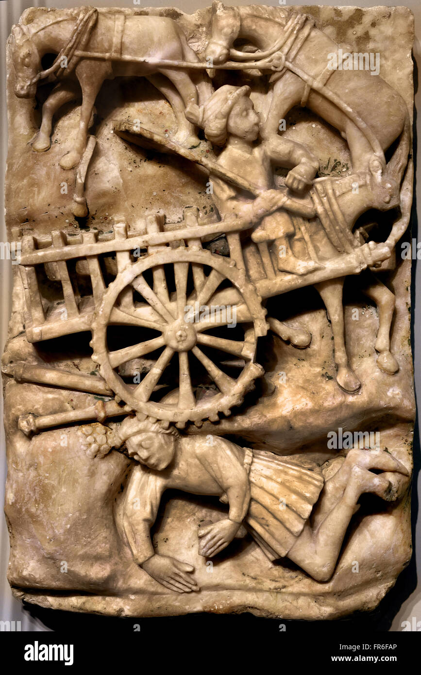 The Passion of the Christ  ( The Entombment ) XV th Century English Nottingham England (polychrome alabaster bas relief ) Museum Picardie Amiens France Stock Photo