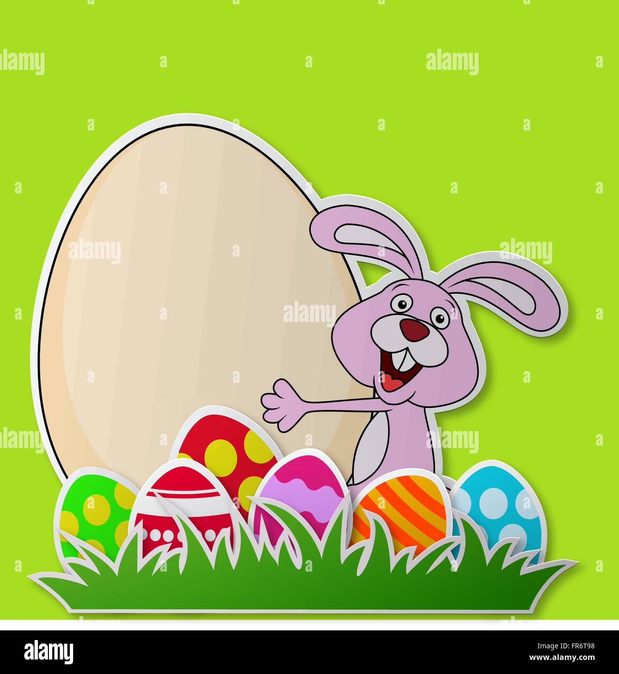 Paper card with rabbit and Easter egg Stock Vector Image & Art - Alamy