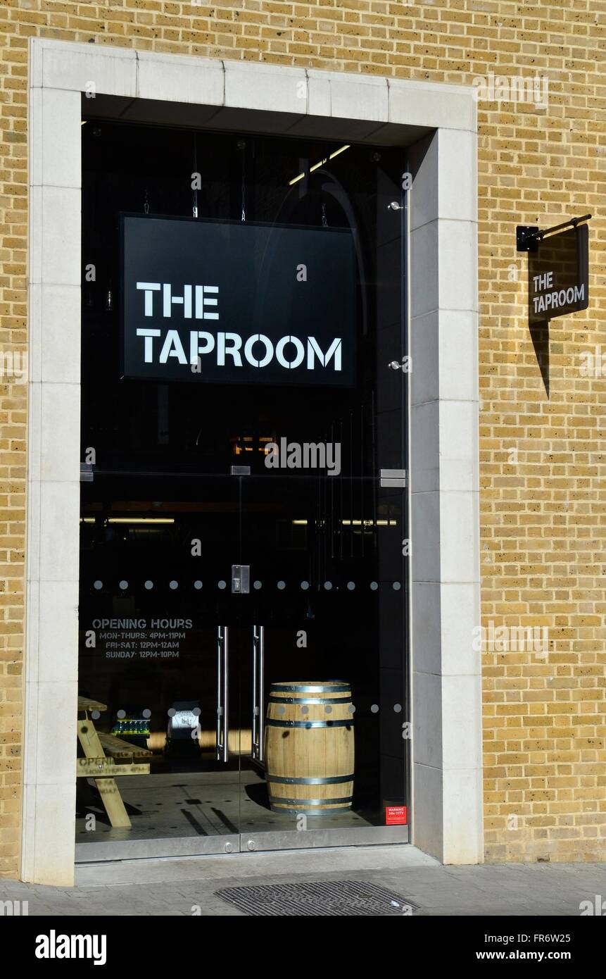 The Taproom bar run by The Hops Brewery, Royal Arsenal, Woolwich, London, England Stock Photo