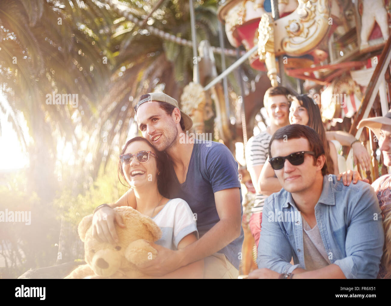 Friends at amusement park Stock Photo - Alamy