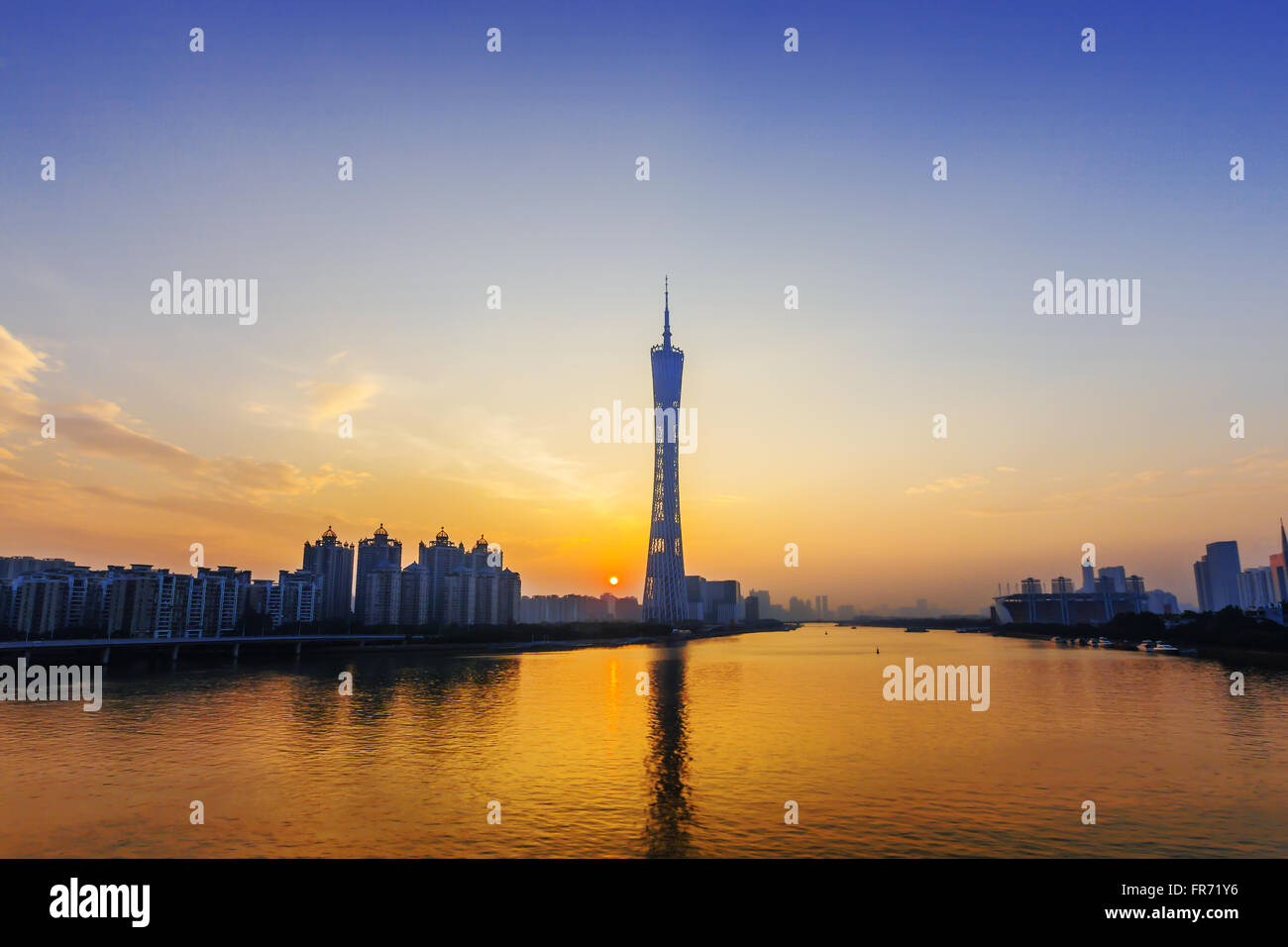 Sunset in Haixinsha, Guangzhou is very beautiful Stock Photo