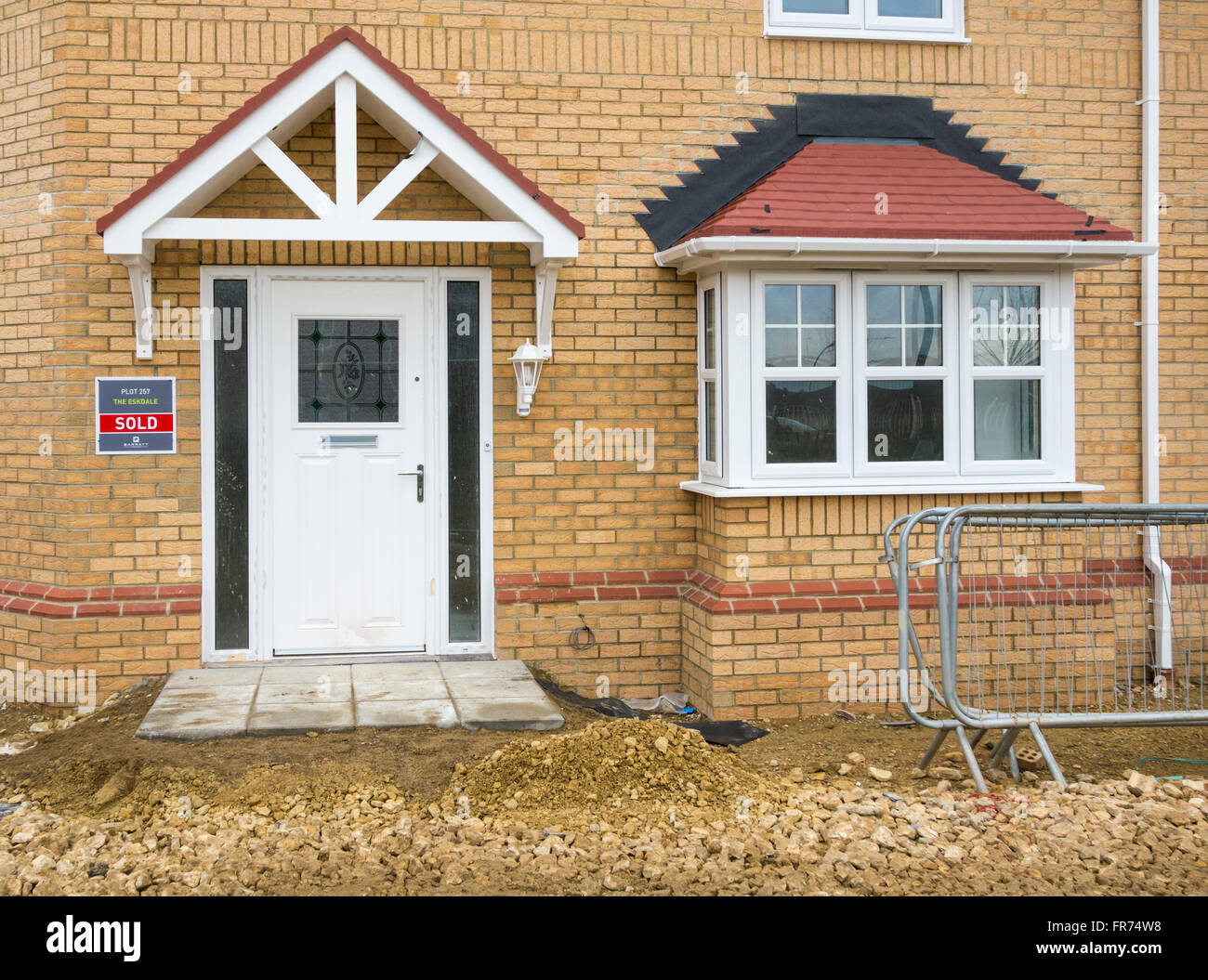 New Barratt Homes housing development with sold sign on house. Hardwick, north east England Stock Photo