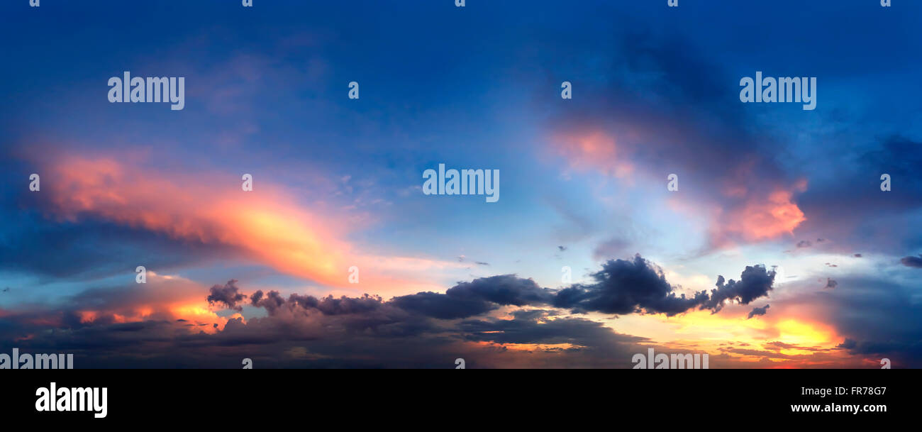 Panorama of evening sunset sky with clouds Stock Photo - Alamy