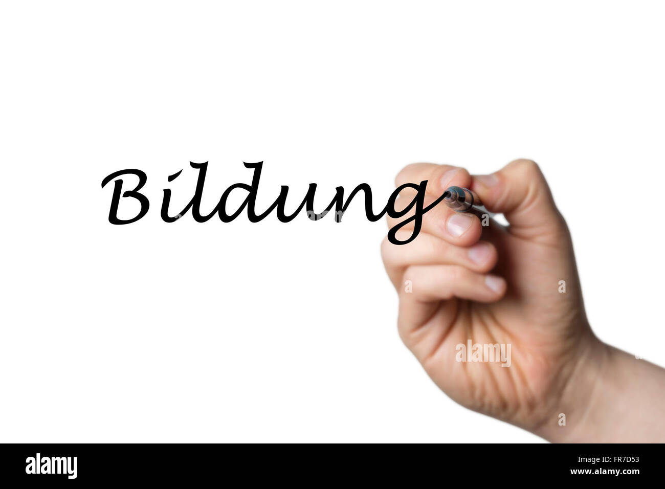 Bildung (german Education) written by a hand isolated on white background Stock Photo