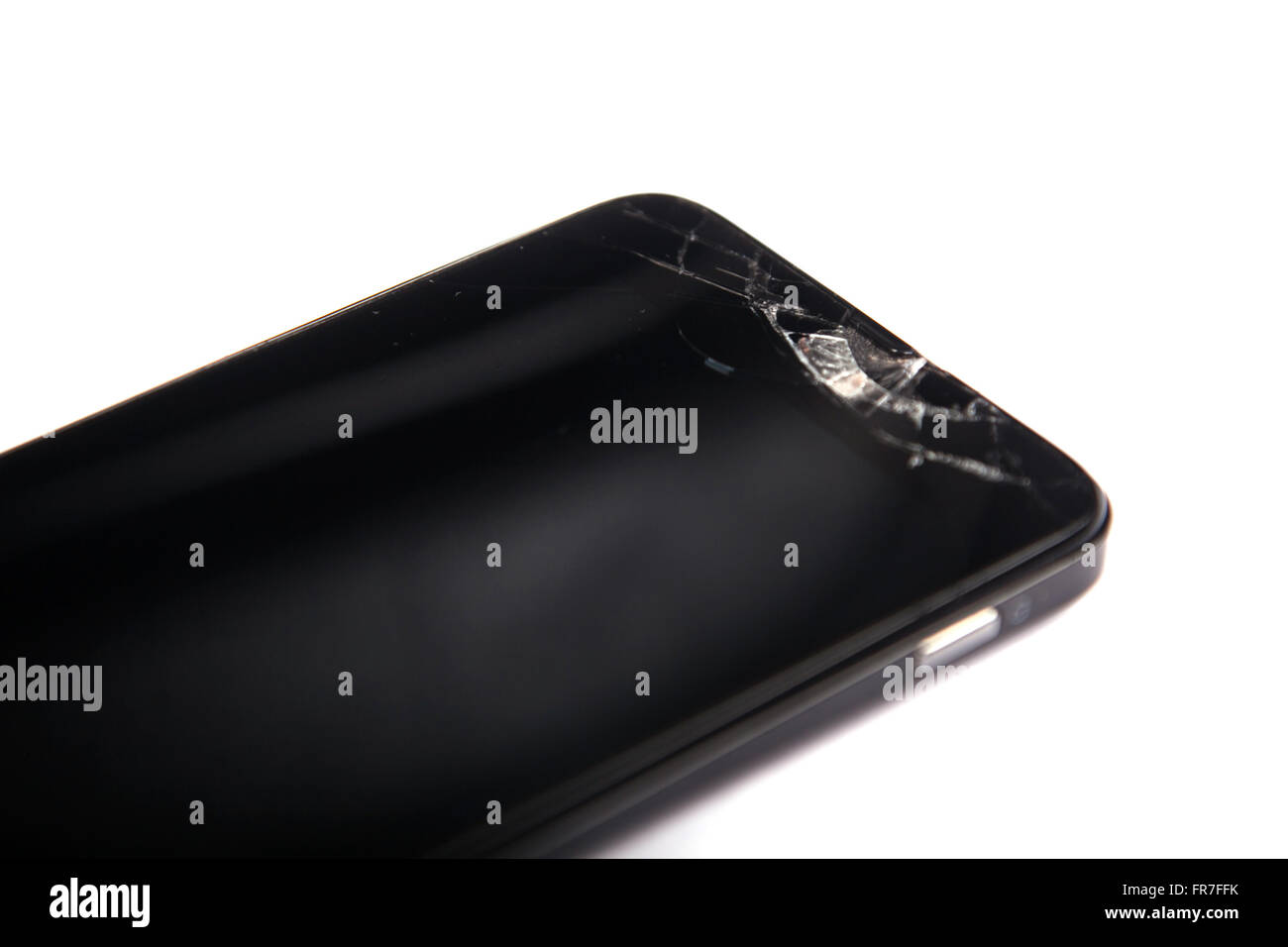 consequences of the fall of the smartphone isolated on white bac Stock ...
