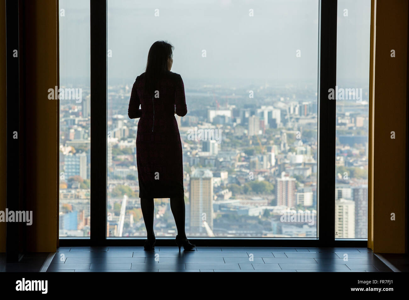 A woman looks out over the City of London skyline Stock Photo - Alamy