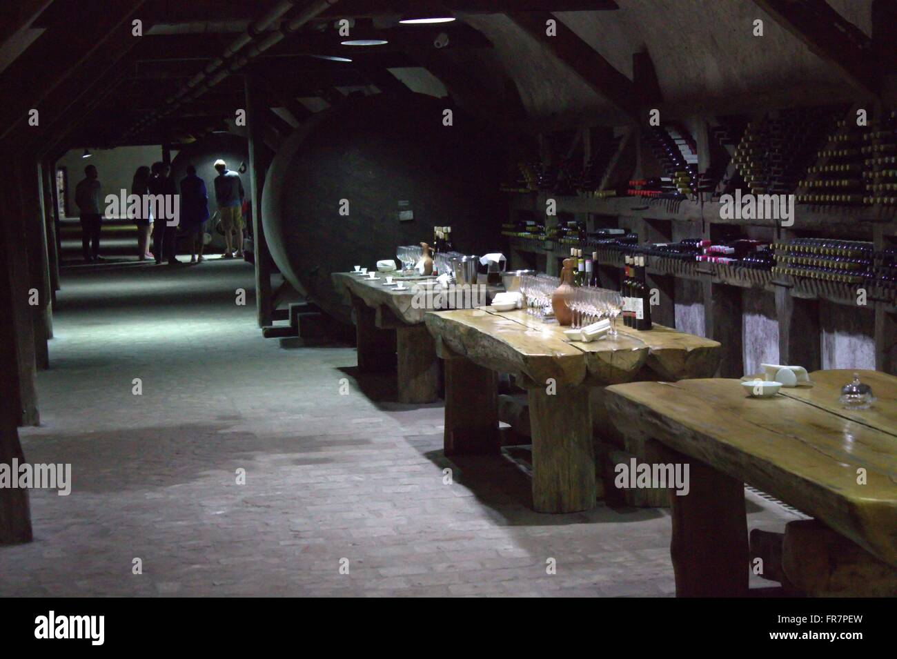 Wine tour in underground wine cellar tunnels at Khareba,Kvareli