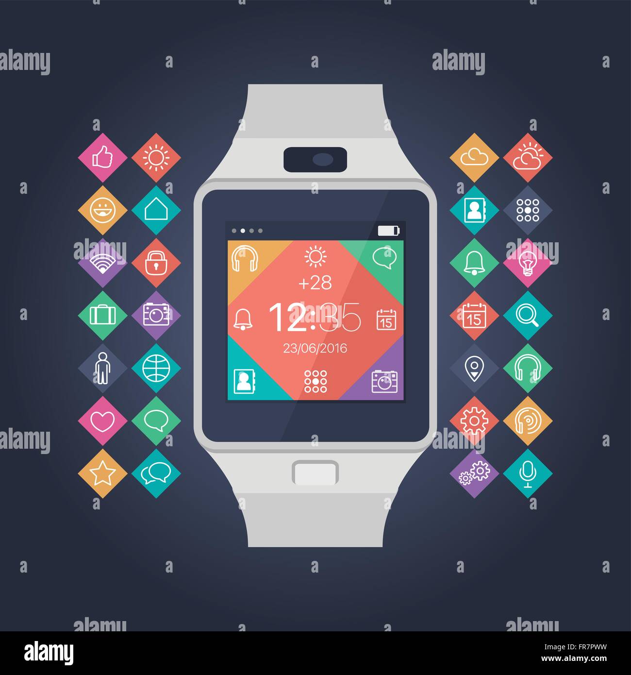 Smart watch flat vector illustration. Mobile gadget icon Stock Vector ...