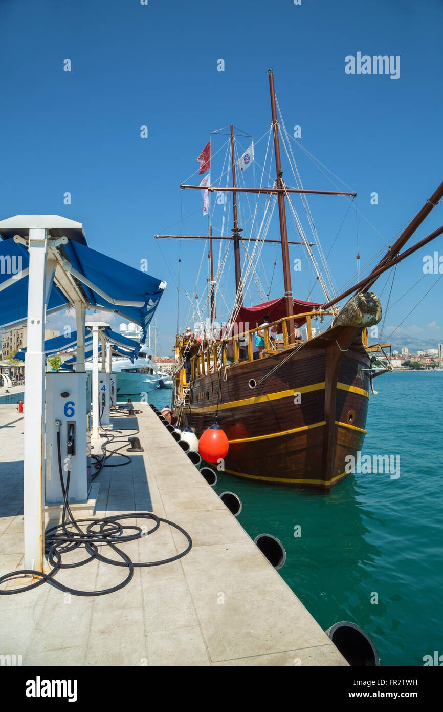 Gas station for ships and boats on the port Stock Photo