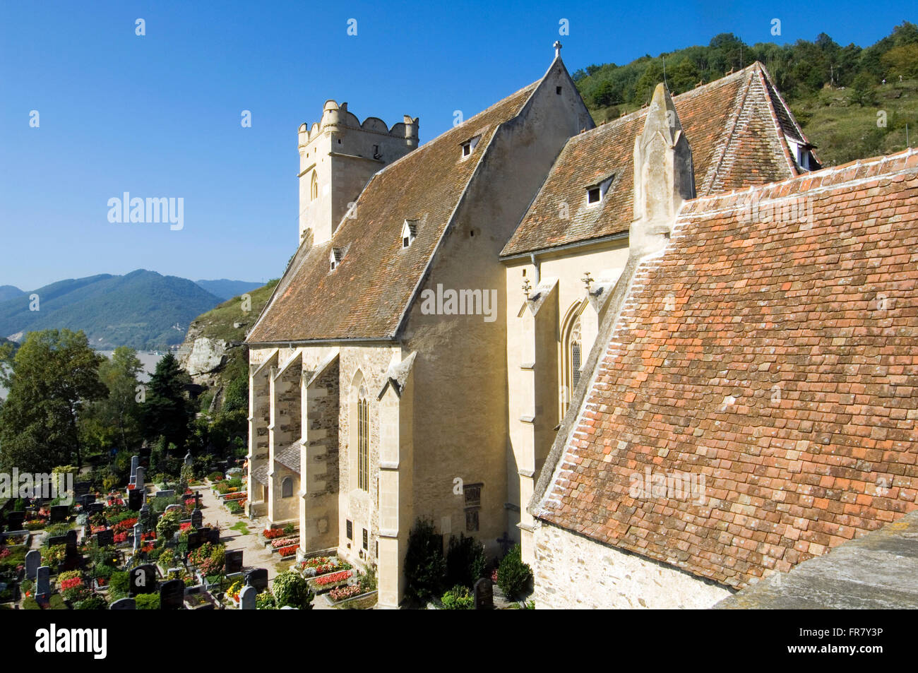 Österreich, Niederösterreich, Wachau, spätgotische Kirche St. Michael Stock Photo