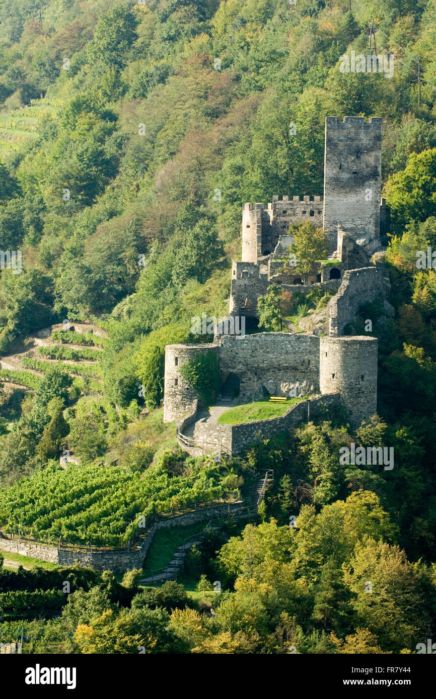 Österreich, Niederösterreich, Wachau, Spitz, Burgruine Hinterhaus Stock Photo