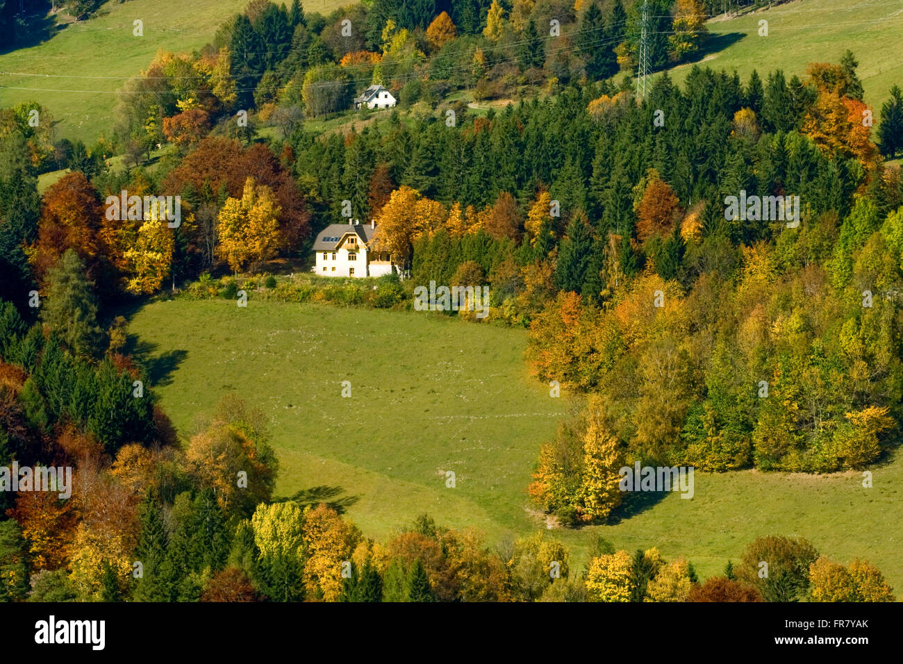 Österreich, Semmering, Blick auf die Landschaft bei Breitenstein Stock Photo