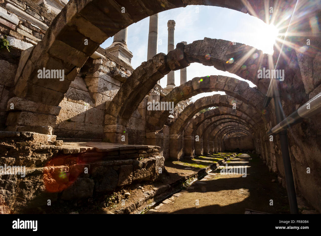 Site of ancient ruins with columns and arches; Smyrna, Turkey Stock ...