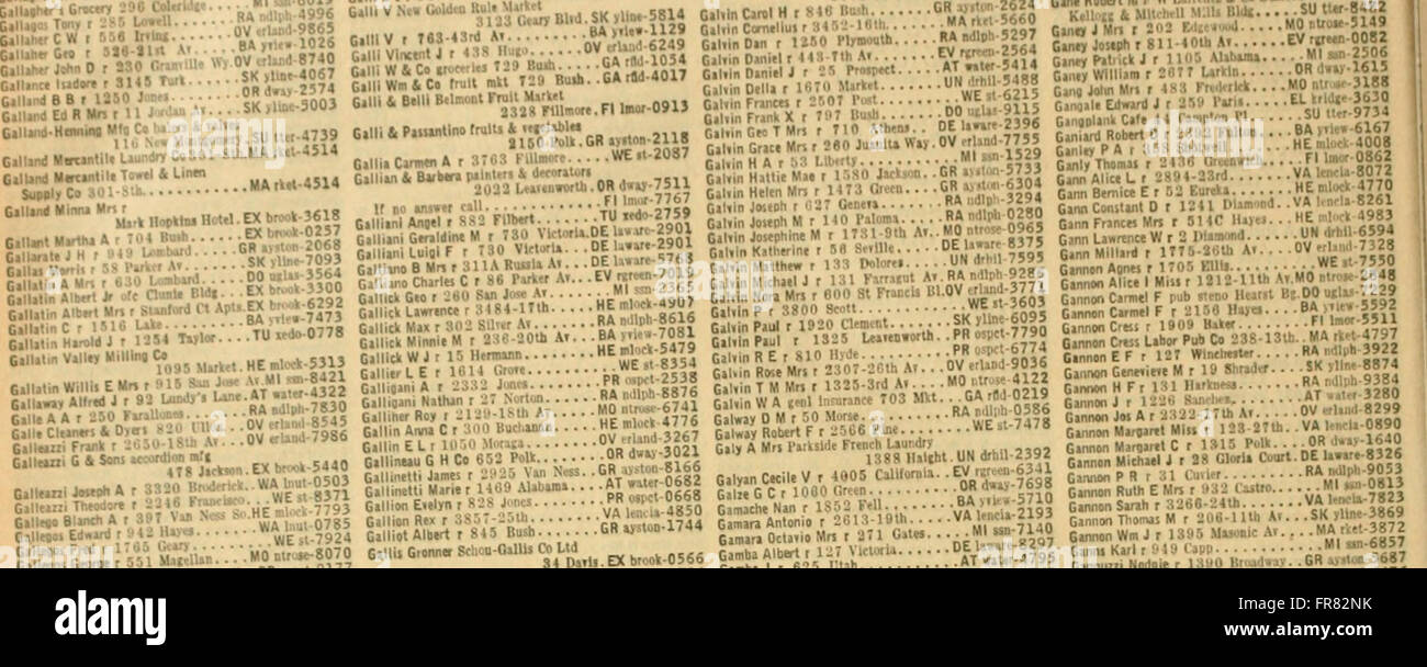 San Francisco and Bay counties telephone directory (1917 Stock Photo