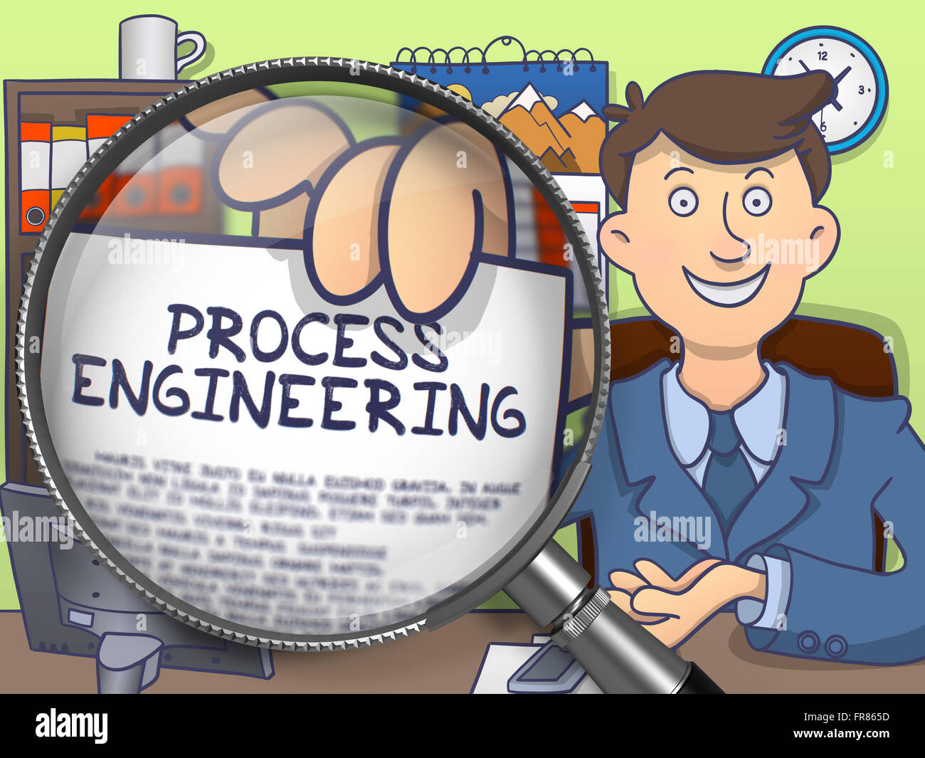 Process Engineering through Magnifier. Doodle Concept Stock Photo Alamy