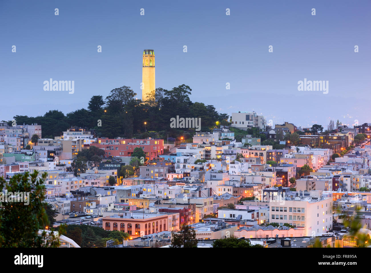 San Francisco, California, USA cityscape at Coit Tower. Stock Photo