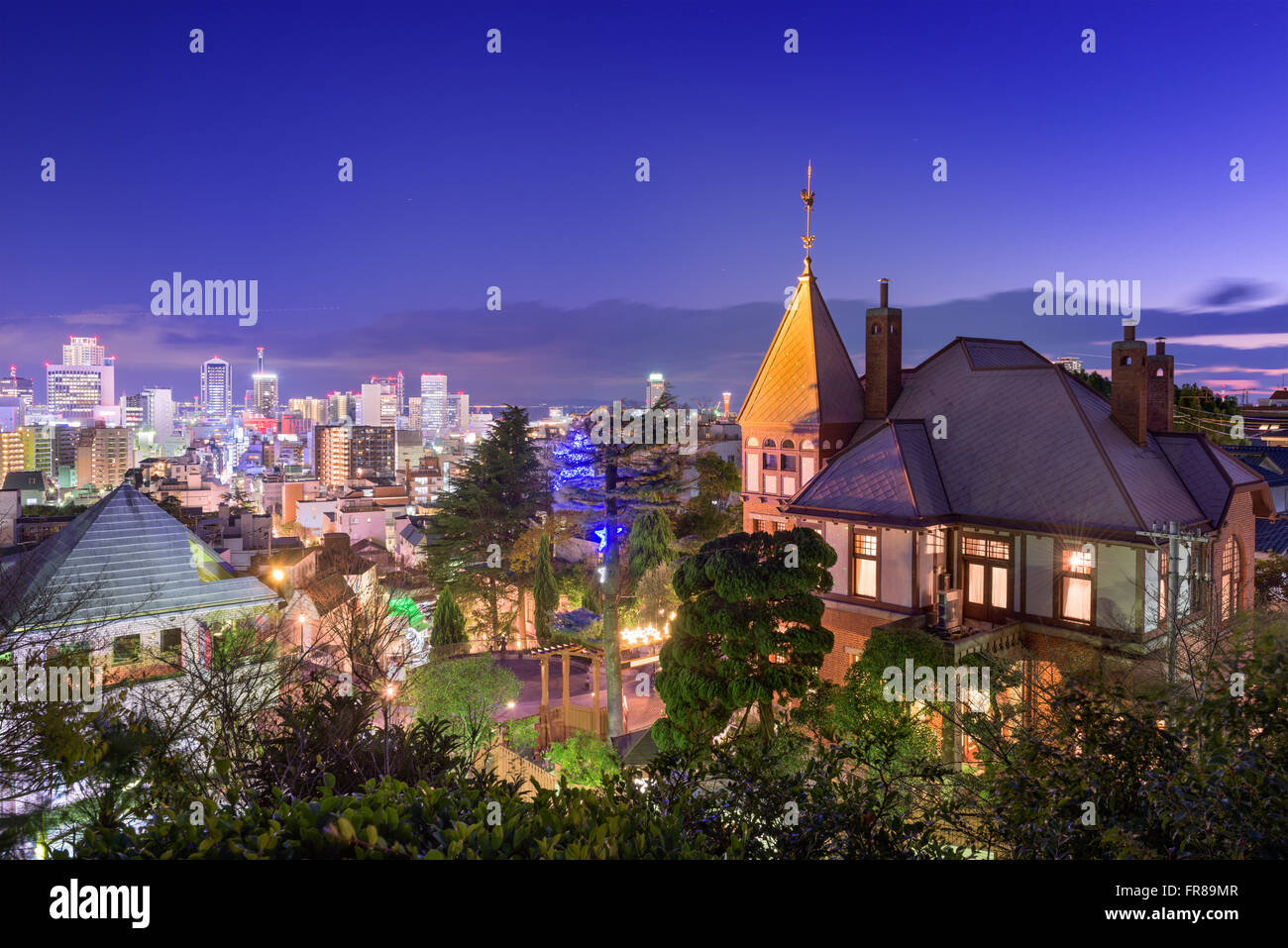 Kobe, Japan skyline from the historic Kitano District. Stock Photo