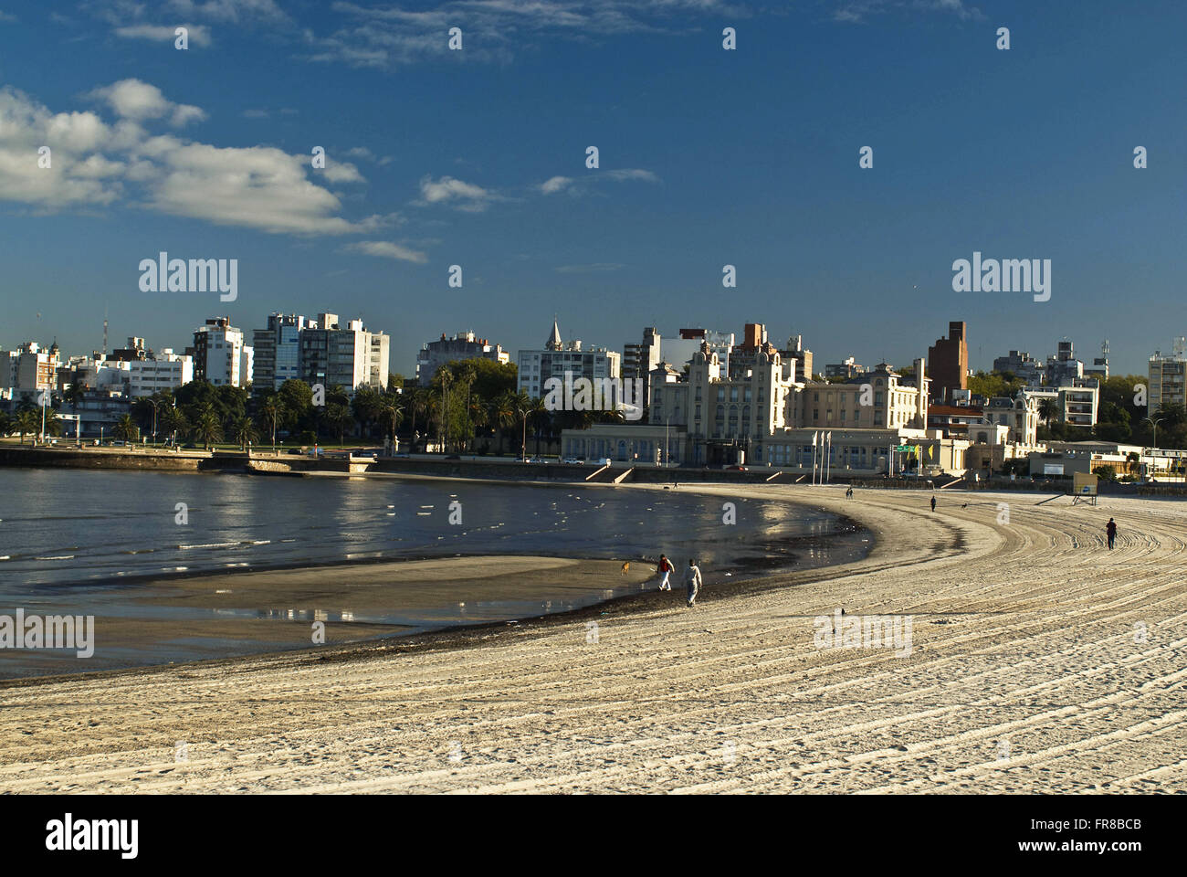 Neighborhood and Pocitos beach on the shore of the River Plate in the city of Montevideuu Stock Photo