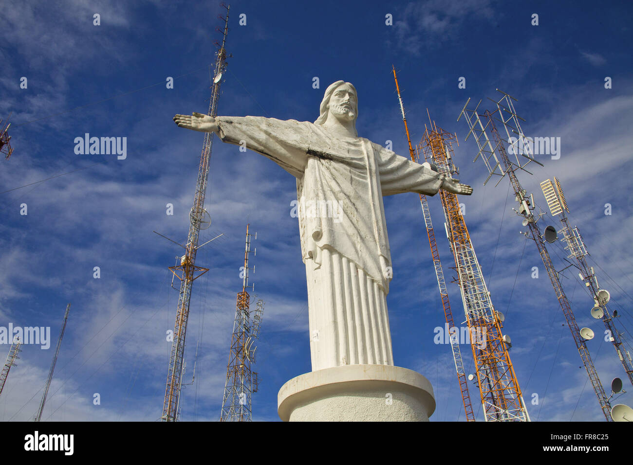 Monument of Christ Redendor side of the transmission towers Stock Photo