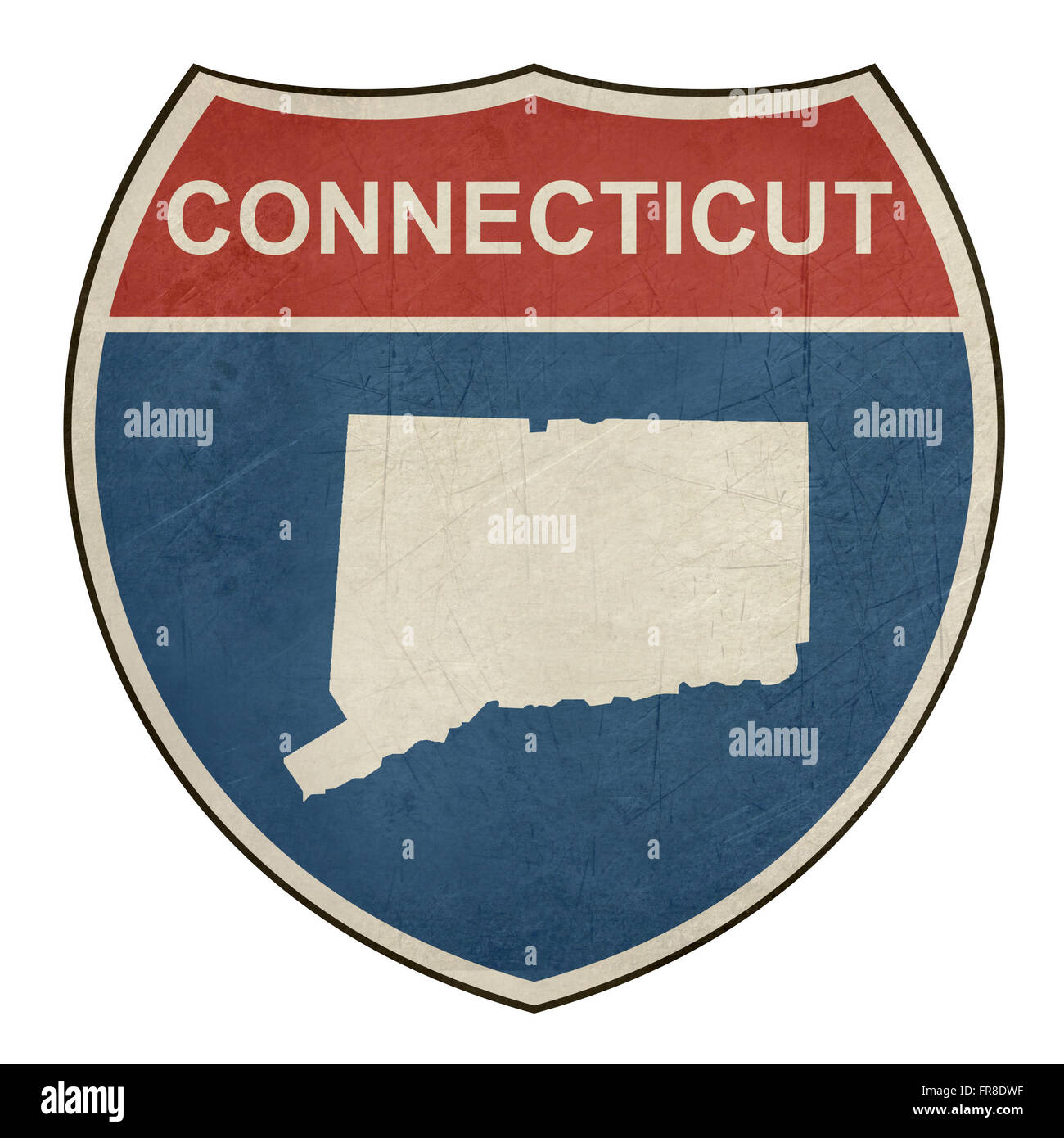 Connecticut American interstate highway road shield isolated on a white background. Stock Photo