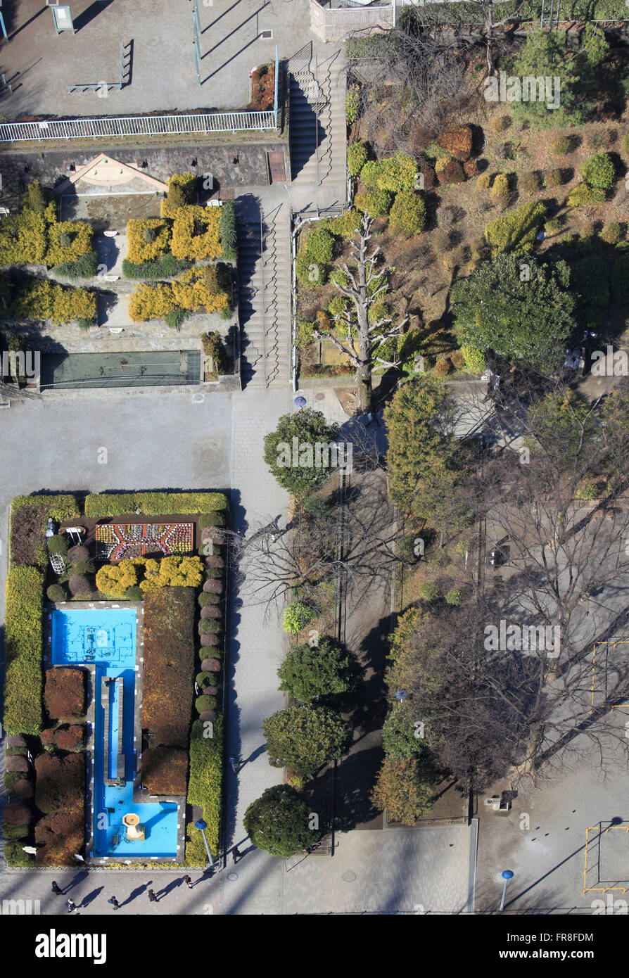 Japan, Tokyo, Bunkyo Civic Center, garden, aerial view, Stock Photo