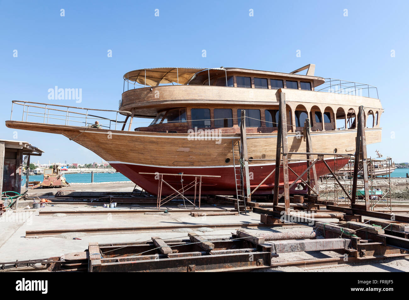 Traditional Dhow Dockyard in Bahrain Stock Photo