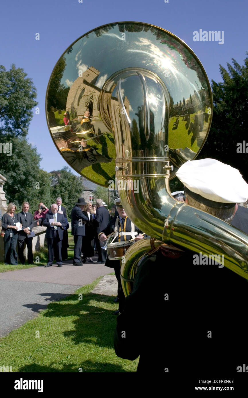 Sousaphone in Acme Marching Jazz Band in Hay on Wye. Alan Cooper's