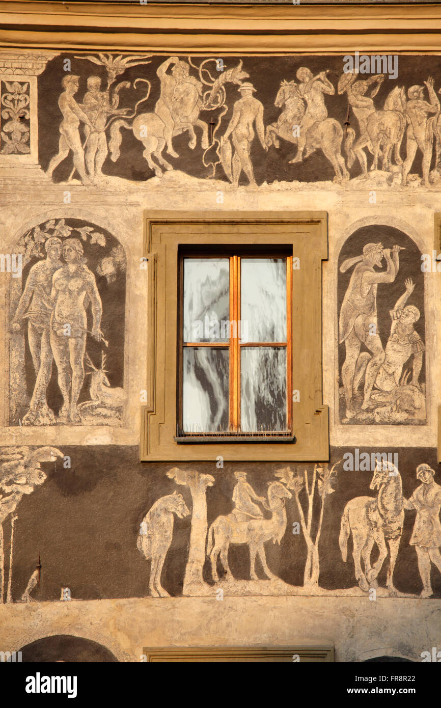 Decorations of a palace in Stare Mesto, Prague, CZ Stock Photo