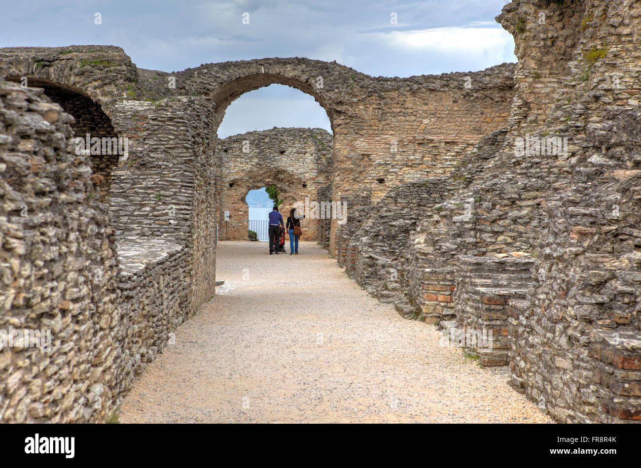 Remains of Grottoes of Catullus (Grotte di Catullo) in Sirmione, Italy Stock Photo