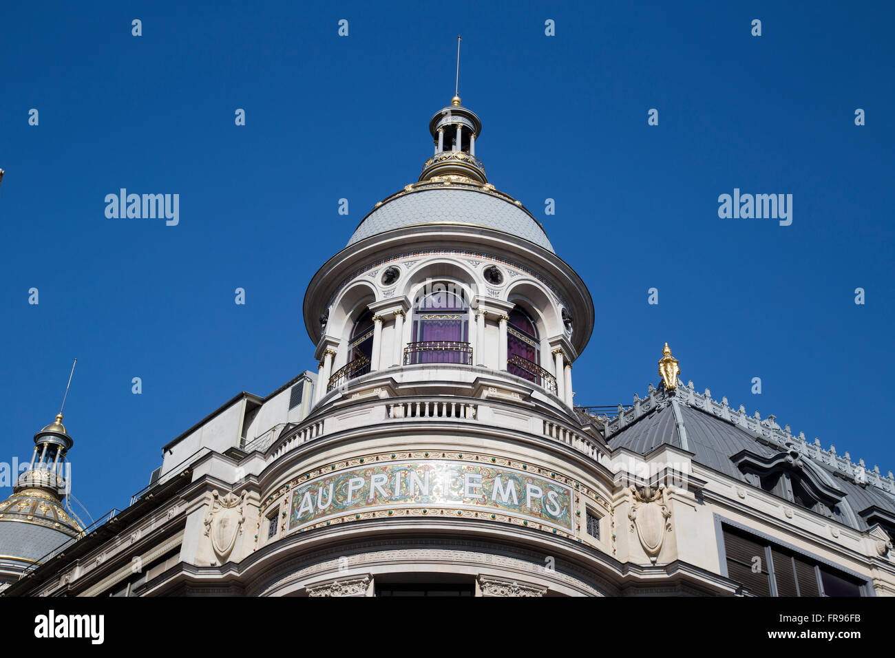 Exterior of Au Printemps department store in Paris France in winter Stock Photo