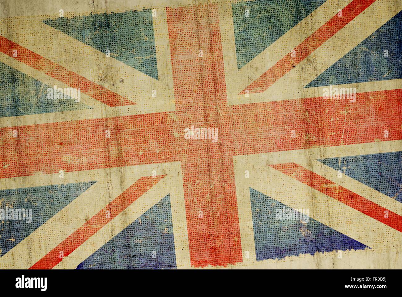 Grunge Concrete Wall United Kingdom Flag Background Illustration. British Flag Backdrop. Stock Photo