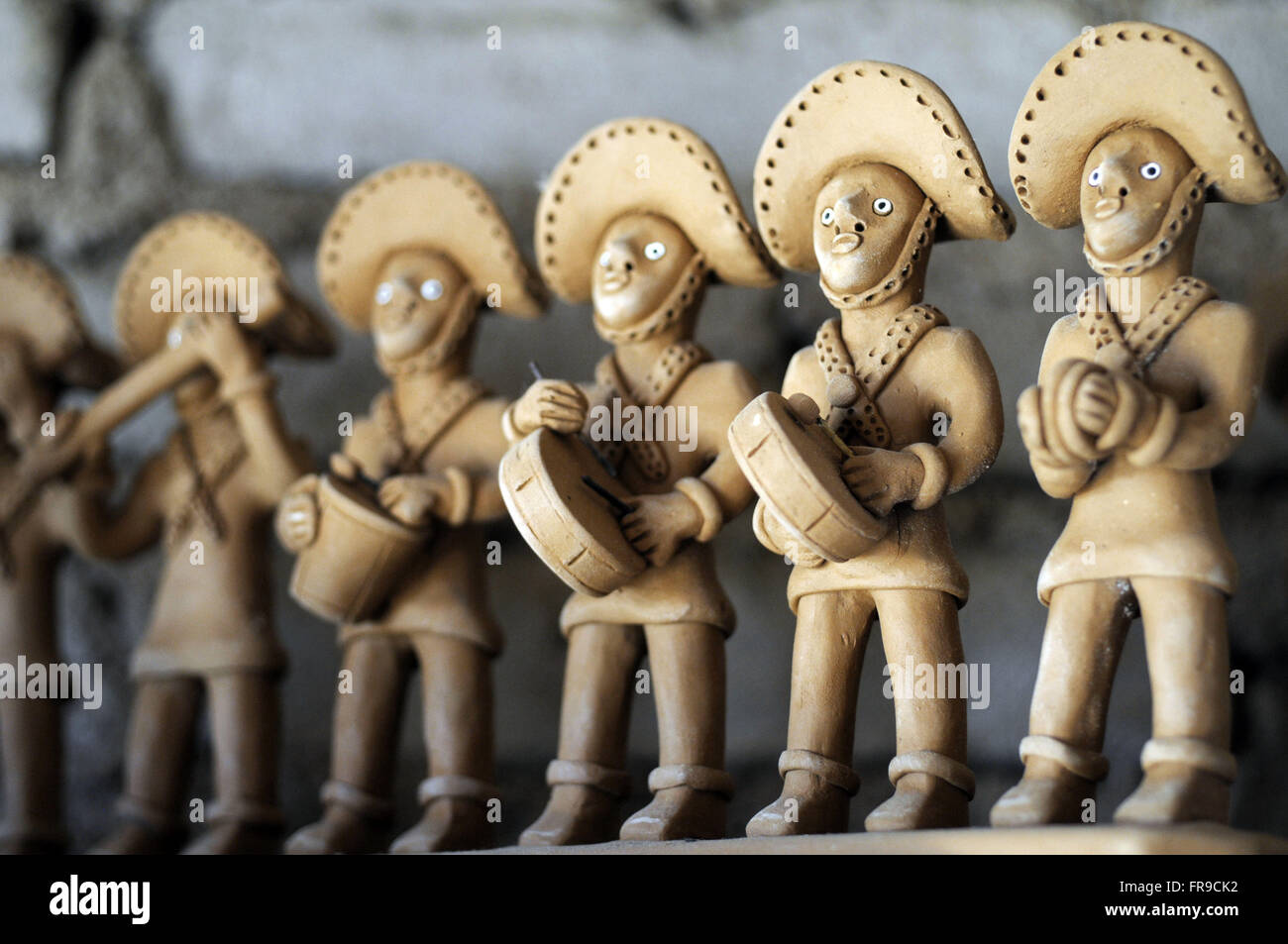 Clay dolls of the band fives Caruaru produced by artisan Severino Vitalino Stock Photo
