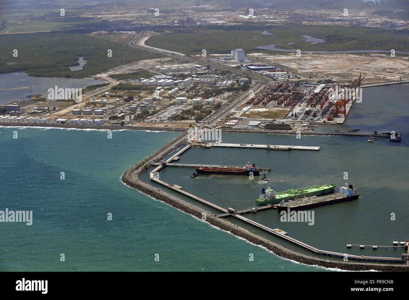 Aerial view of Port of Suape Stock Photo