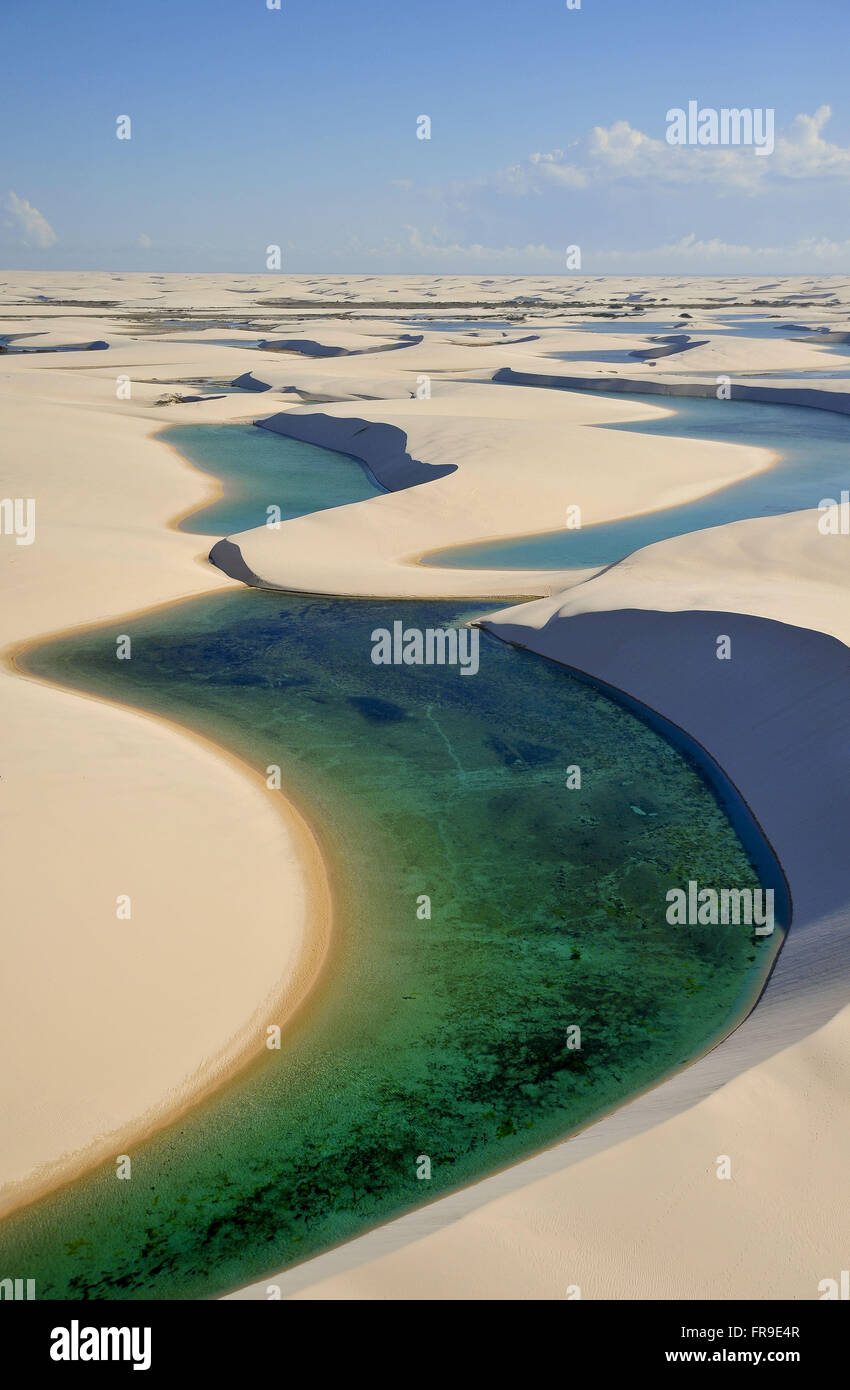 Lakes formed by rainwater - National Park of Lencois Maranhão Stock Photo