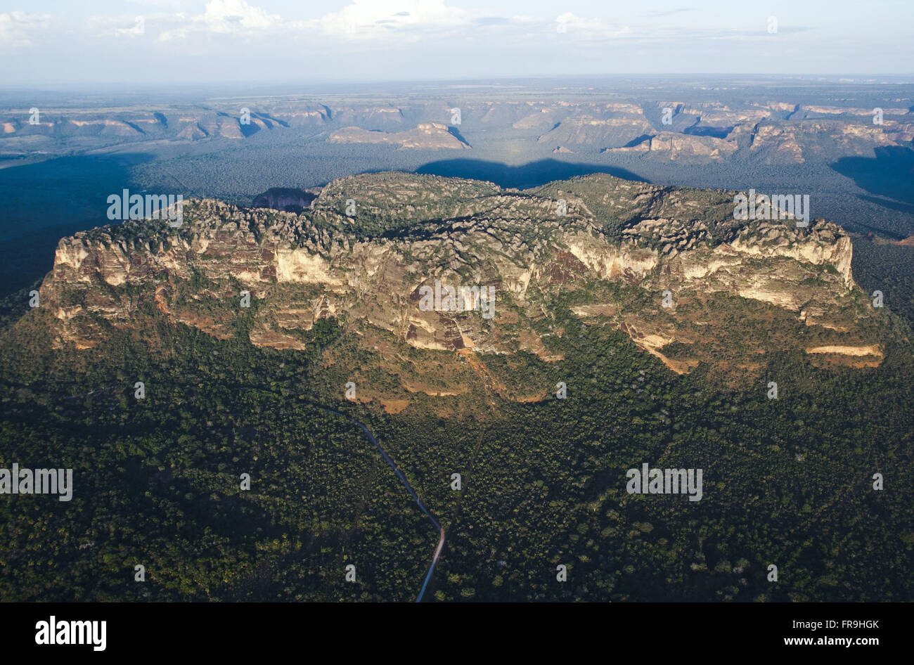 Aerial view of geological formations in the region of Chapada dos Guimaraes Stock Photo