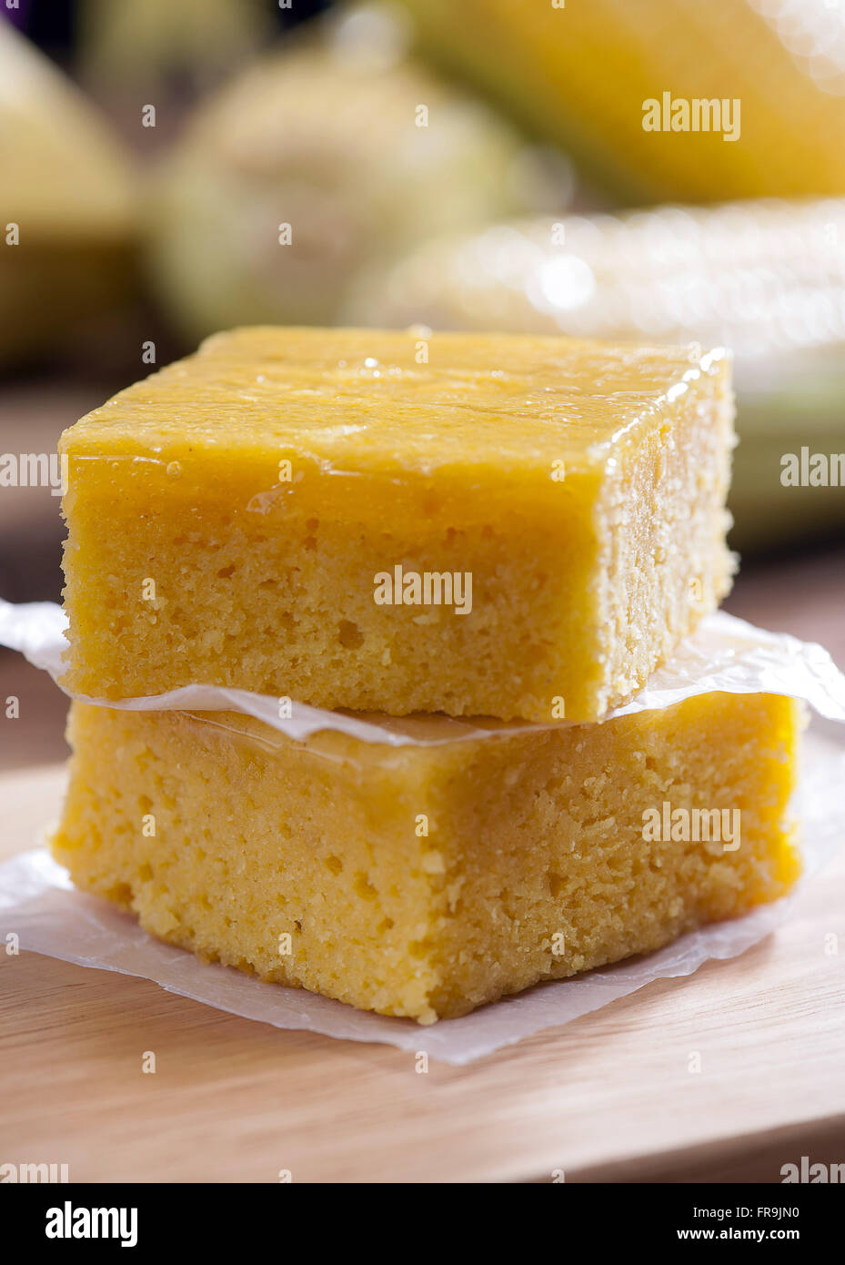 Pedaços de bolo de milho Stock Photo