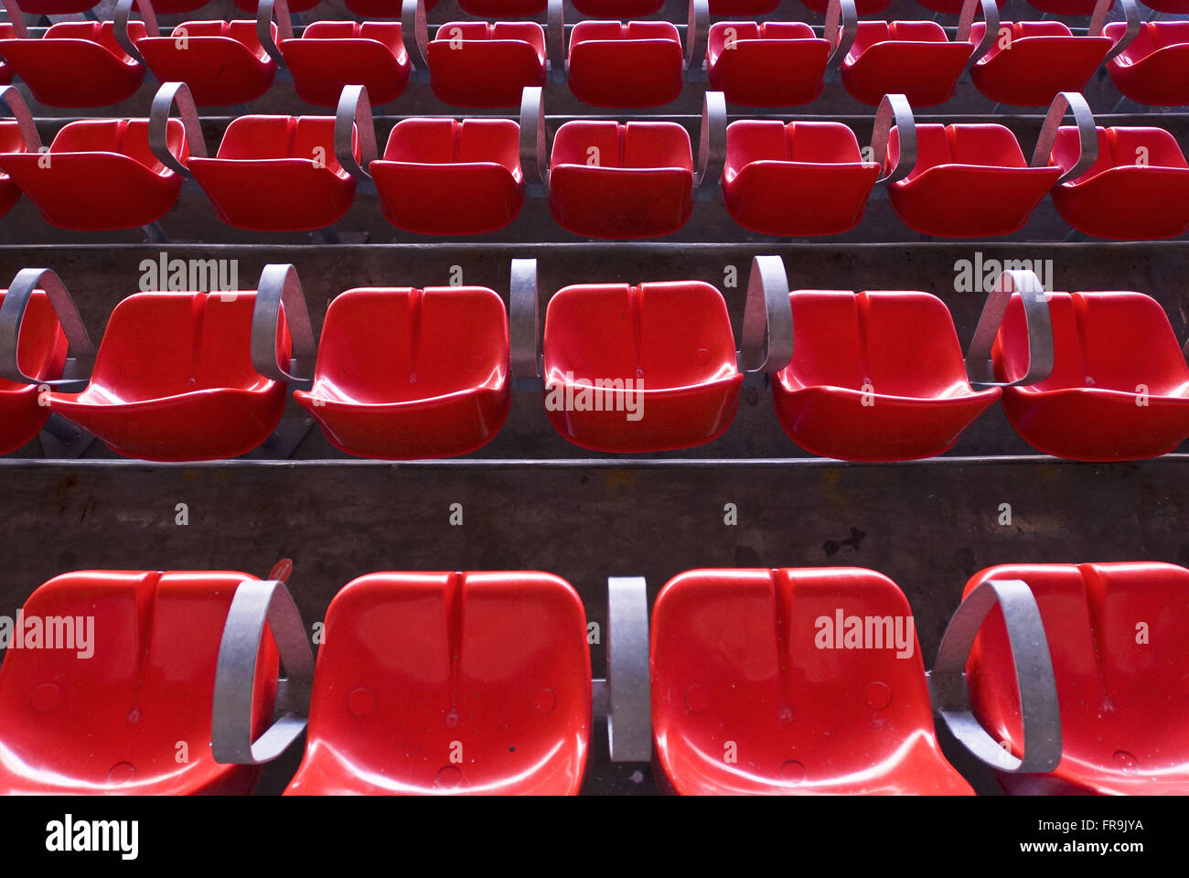 Chairs Estadio do Maracana - preparatory works before the World Cup 2014 Stock Photo